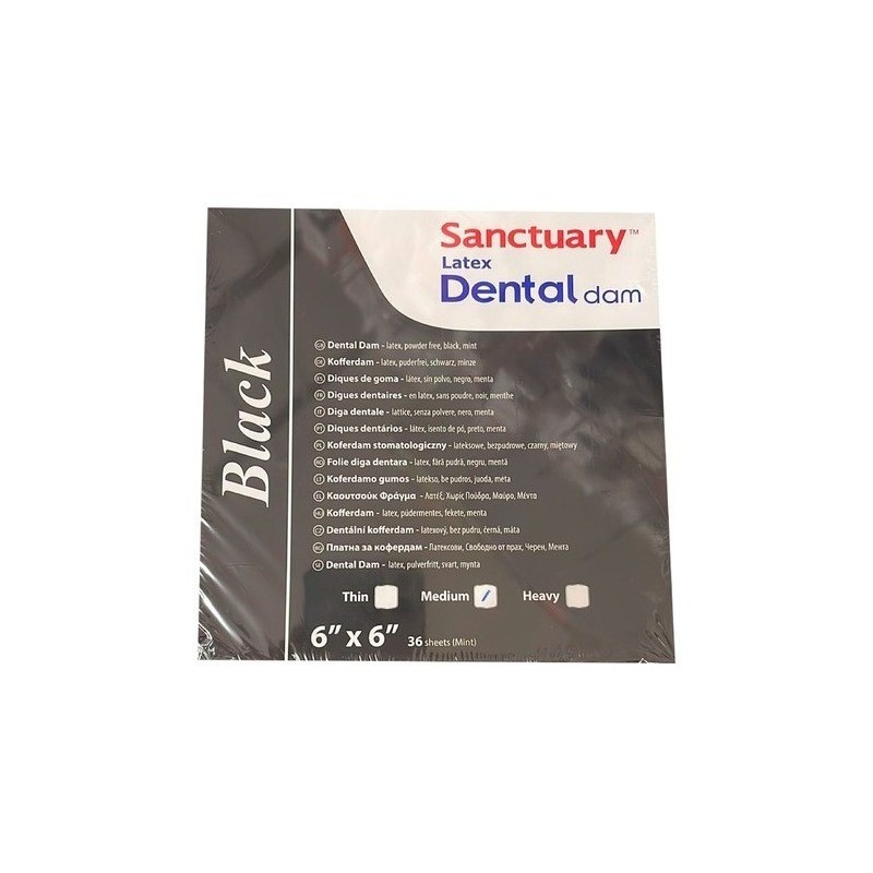 GOMA DIQUE SANCTUARY Latex Dental Dam BLACK 6X6 -36unidades